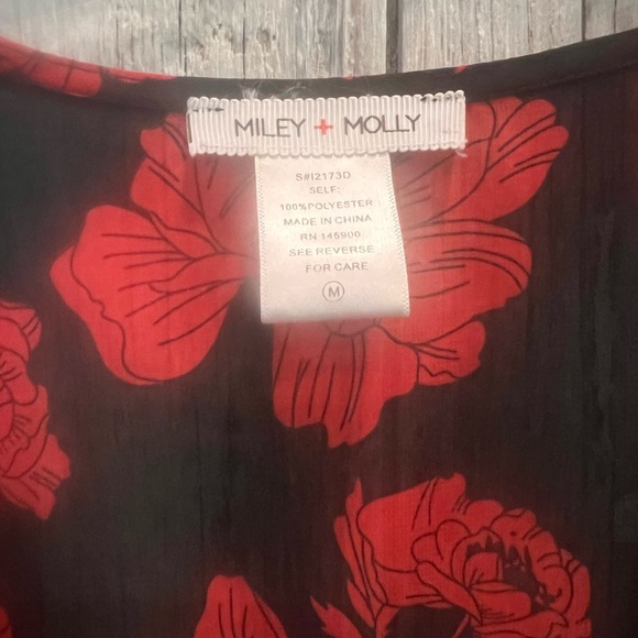 Miley+Molly Red/Black Floral Sheer Dress - Picture 2 of 10